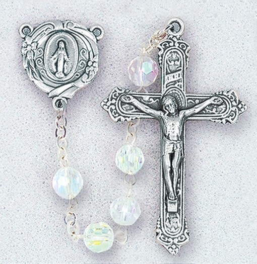 Image for CRYSTAL AURORA BOREALIS TIN CUT BEADS HANDCRAFTED ROSARY