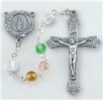 Image for 6MM MULTI-COLOR TIN CUT MULTI-FACETED CRYSTAL BEAD ROSARY