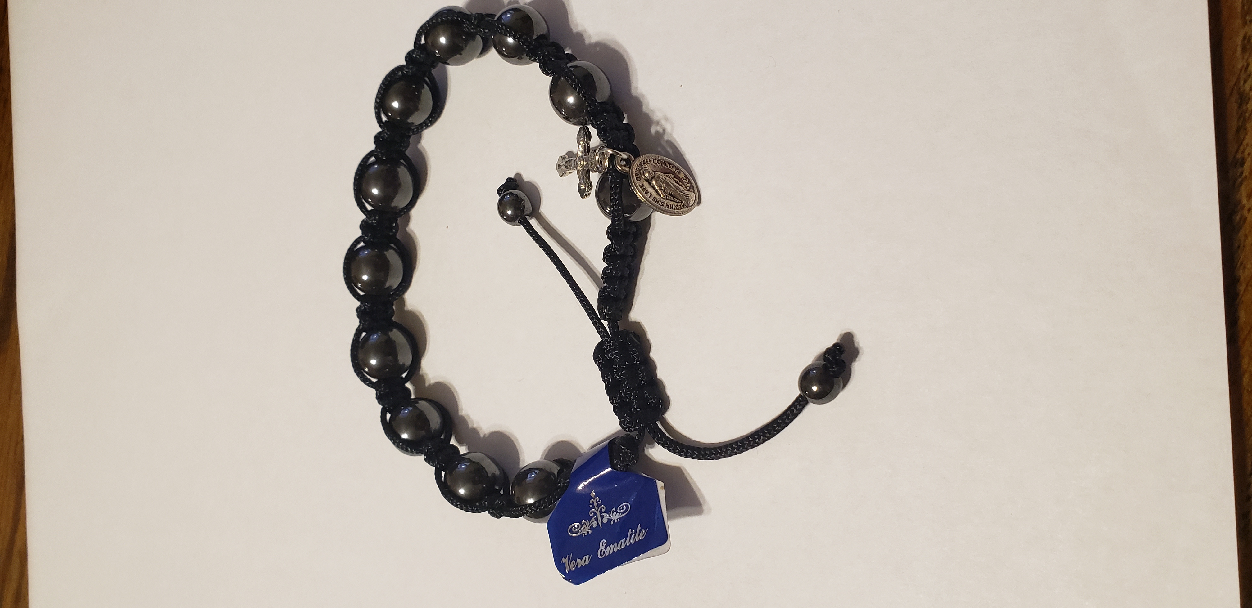 Image for Black Slip Knot Bracelet with Hematite Beads
